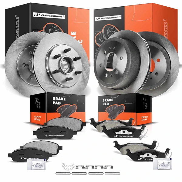 2004-2008 Ford F-150 Disc Brake Rotors and Ceramic Pads Kit, 12 Pcs, Front & Rear, A-Premium, APBRPR284