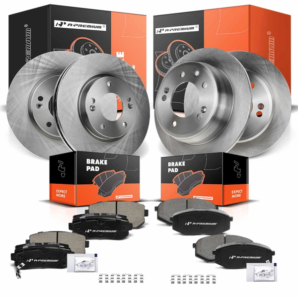 2011 Kia Sportage Disc Brake Rotors and Ceramic Pads Kit, 12 Pcs, Front & Rear, A-Premium, APBRPR286