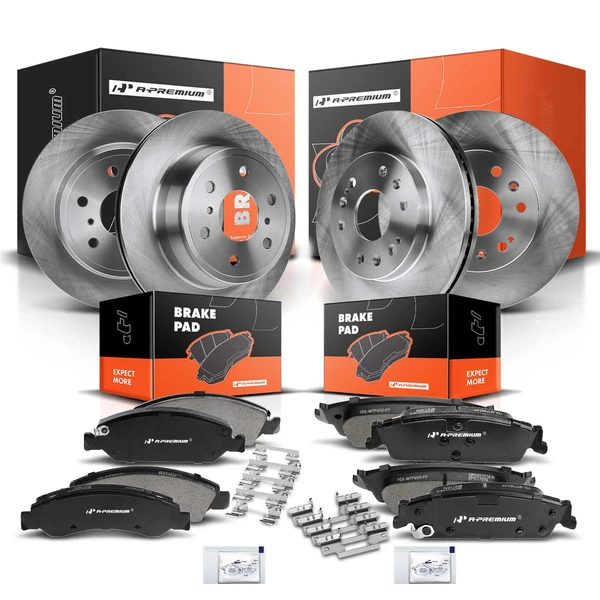 2015-2020 GMC Yukon Disc Brake Rotors and Ceramic Pads Kit, 12 Pcs, Front & Rear, A-Premium, APBRPR287