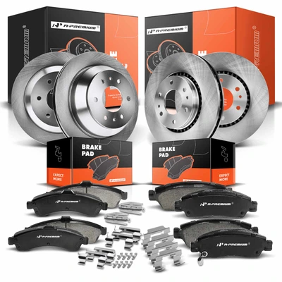 Front & Rear Disc Brake Rotors & Ceramic Brake Pads
