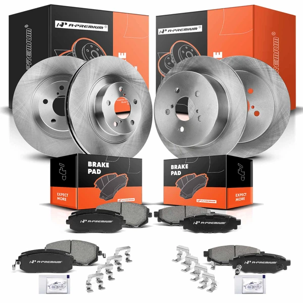 2005-2009 Subaru Outback Disc Brake Rotors and Ceramic Pads Kit, 12 Pcs, Front & Rear, A-Premium, APBRPR285
