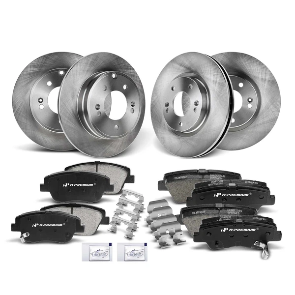 2011-2015 Kia Optima Disc Brake Rotors and Ceramic Pads Kit, 12 Pcs, Front & Rear, A-Premium, APBRPR290