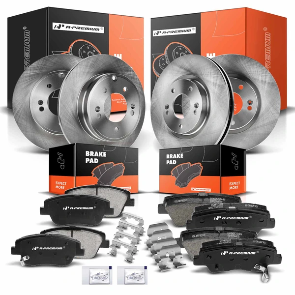 Disc Brake Rotors and Ceramic Pads Kit, 12 Pcs, Front & Rear, A-Premium, APBRPR290