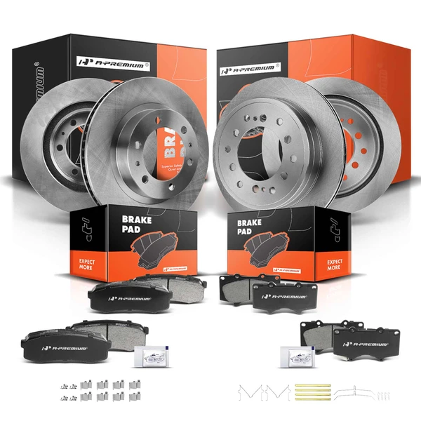 2003-2009 Toyota 4Runner Disc Brake Rotors and Ceramic Pads Kit, 12 Pcs, Front & Rear, A-Premium, APBRPR378