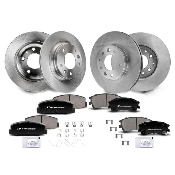 2003-2005 Mazda 6 Disc Brake Rotors and Ceramic Pads Kit, 12 Pcs, Front & Rear, A-Premium, APBRPR945