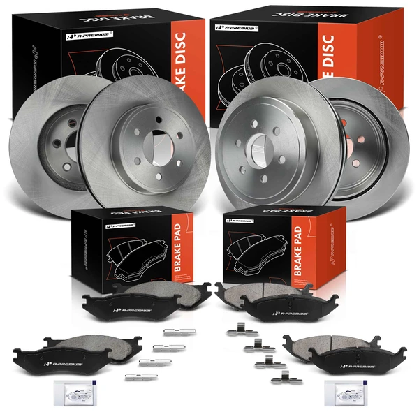 2003 Dodge Durango Disc Brake Rotors and Ceramic Pads Kit, 12 Pcs, Front & Rear, A-Premium, APBRPR1854