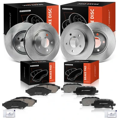 Front & Rear Disc Brake Rotors & Ceramic Brake Pads