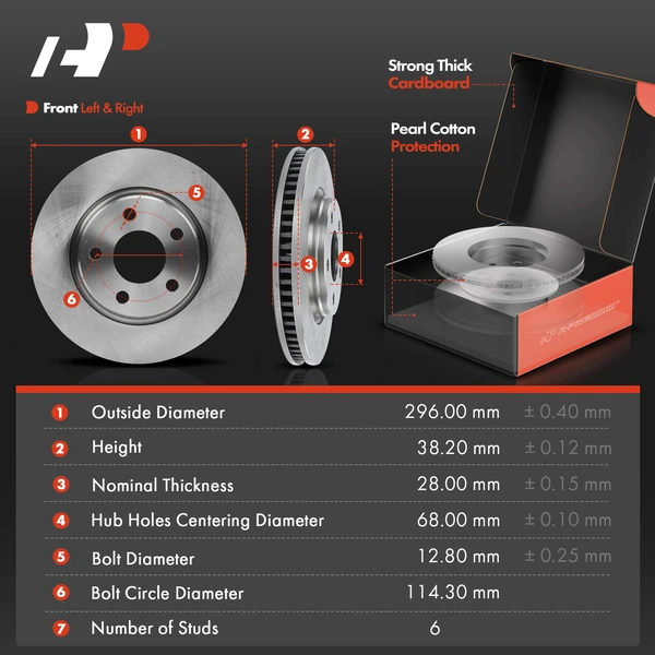 Disc Brake Rotors and Ceramic Pads Kit, 12 Pcs, Front & Rear, A-Premium, APBRPR1747