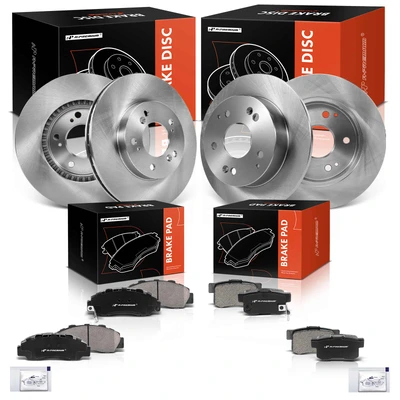 12 Pcs Front & Rear Disc Rotors & Ceramic Brake Pads