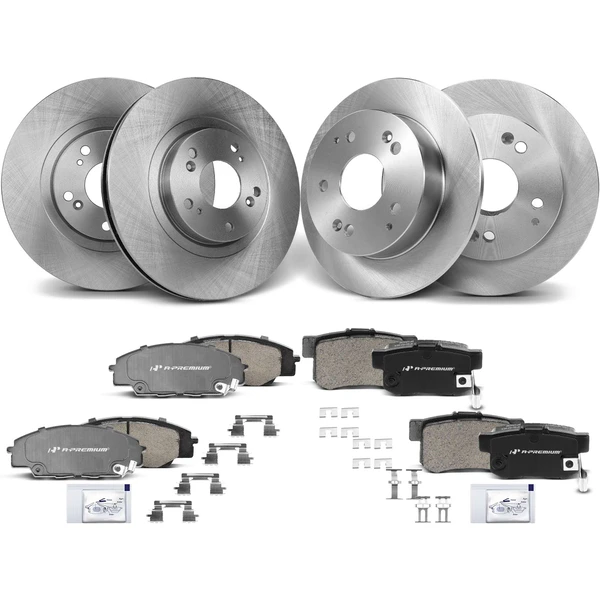 Disc Brake Rotors and Ceramic Pads Kit, 12 Pcs, Front & Rear, A-Premium, APBRPR944