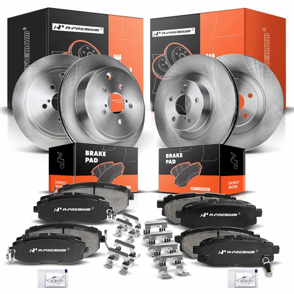 2013-2016 Subaru BRZ Disc Brake Rotors and Ceramic Pads Kit, 12 Pcs, Front & Rear, A-Premium, APBRPR293