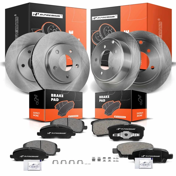 Disc Brake Rotors and Ceramic Pads Kit, 12 Pcs, Front & Rear, A-Premium, APBRPR946