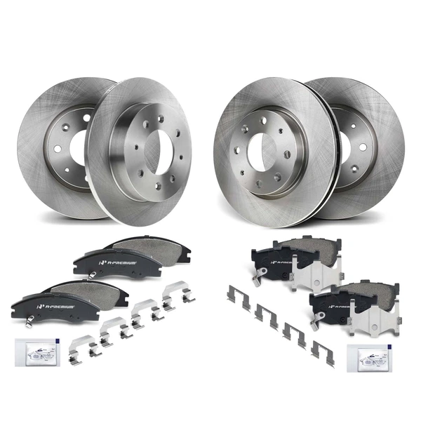 Disc Brake Rotors and Ceramic Pads Kit, 12 Pcs, Front & Rear, A-Premium, APBRPR379