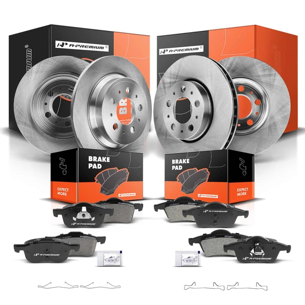 2003-2007 Volvo XC70 Disc Brake Rotors and Ceramic Pads Kit, 12 Pcs, Front & Rear, A-Premium, APBRPR467