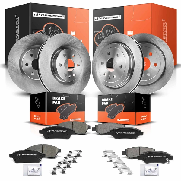 2010-2016 Cadillac SRX Disc Brake Rotors and Ceramic Pads Kit, 12 Pcs, Front & Rear, A-Premium, APBRPR295