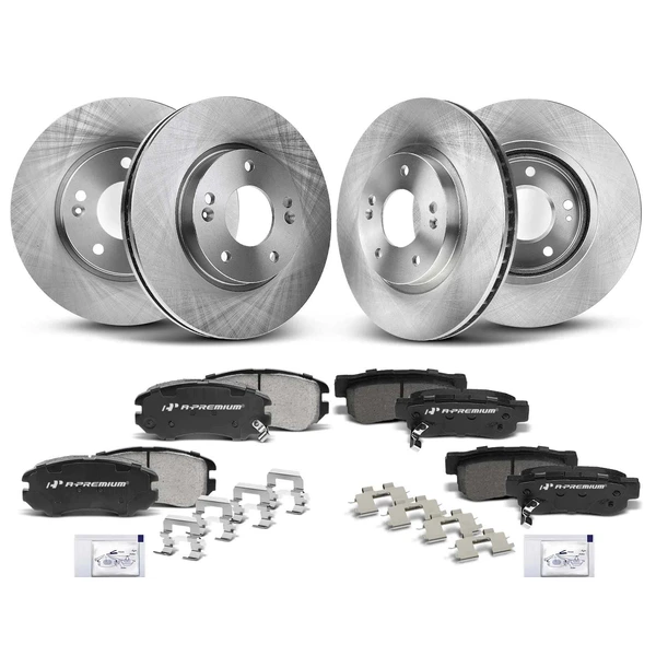 Disc Brake Rotors and Ceramic Pads Kit, 12 Pcs, Front & Rear, A-Premium, APBRPR297