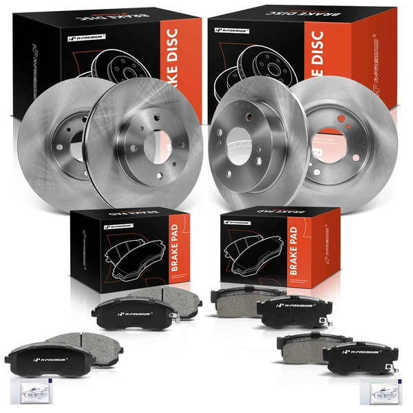 1999-2001 INFINITI G20 Disc Brake Rotors and Ceramic Pads Kit, 12 Pcs, Front & Rear, A-Premium, APBRPR947