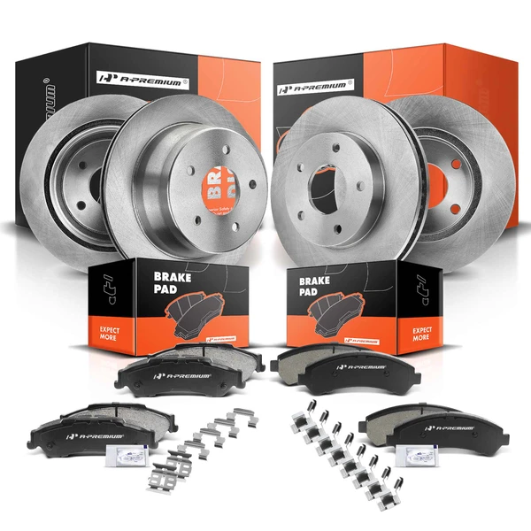 1998-2005 GMC Jimmy Disc Brake Rotors and Ceramic Pads Kit, 12 Pcs, Front & Rear, A-Premium, APBRPR468