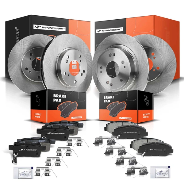 Disc Brake Rotors and Ceramic Pads Kit, 12 Pcs, Front & Rear, A-Premium, APBRPR298