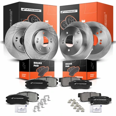 Front & Rear Disc Brake Rotors & Ceramic Brake Pads