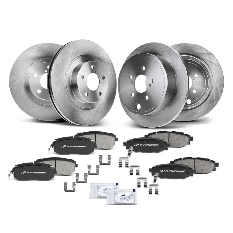 Brake Pad and Rotor Kit, 12 Pcs, Front & Rear, A-Premium, APBRPR301