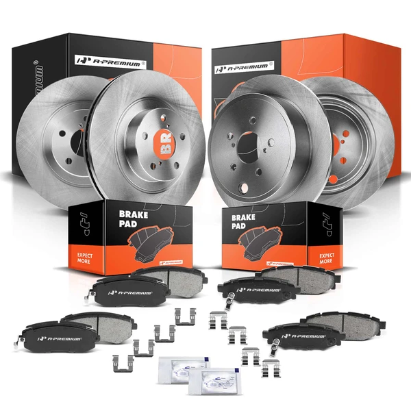 2008-2011 2013 Subaru Impreza Disc Brake Rotors and Ceramic Pads Kit, 12 Pcs, Front & Rear, A-Premium, APBRPR301