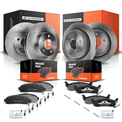 Front & Rear Disc Brake Rotors & Ceramic Brake Pads