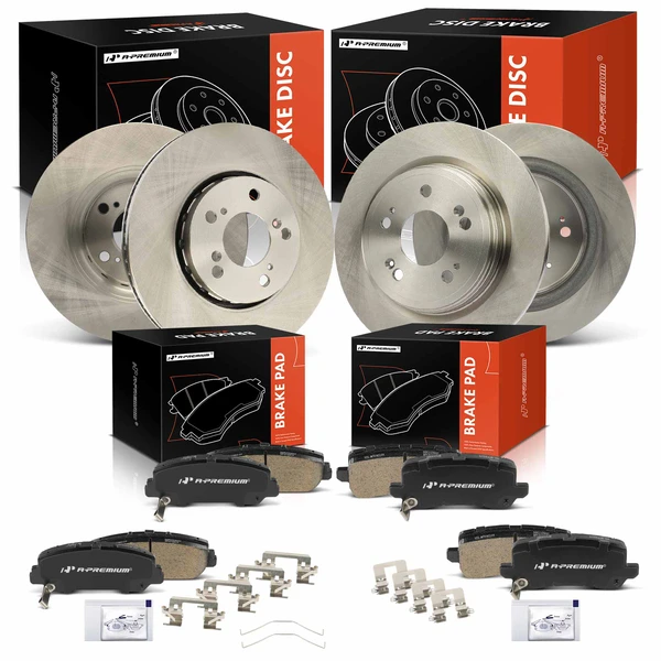 2014-2020 Acura RLX Disc Brake Rotors and Ceramic Pads Kit, 12 Pcs, Front & Rear, A-Premium, APBRPR1686