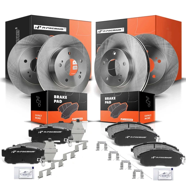 1994-1999 Nissan Maxima Disc Brake Rotors and Ceramic Pads Kit, 12 Pcs, Front & Rear, A-Premium, APBRPR304