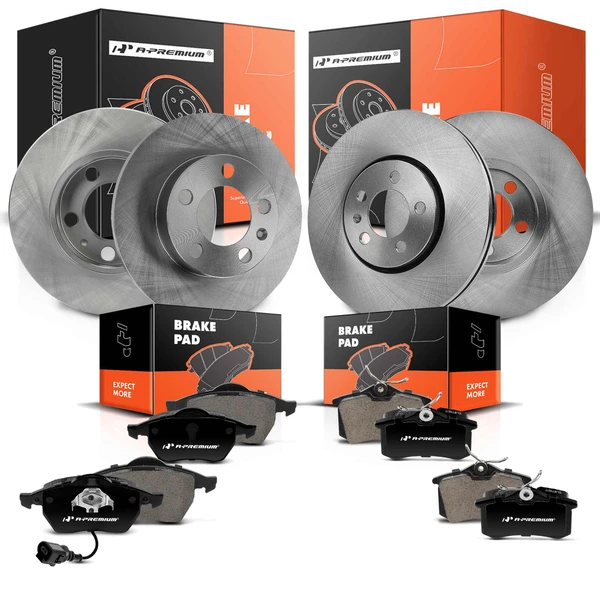 Disc Brake Rotors and Ceramic Pads Kit, 12 Pcs, Front & Rear, A-Premium, APBRPR1324