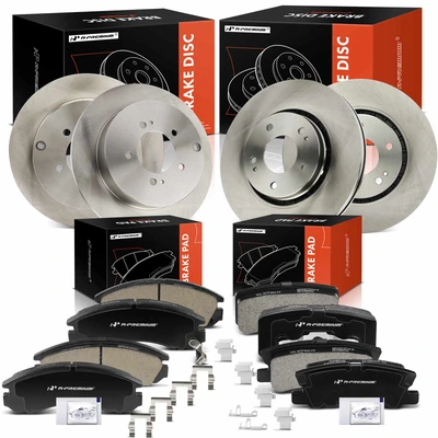 12 Pcs Front & Rear Disc Brake Rotors & Brake Pads