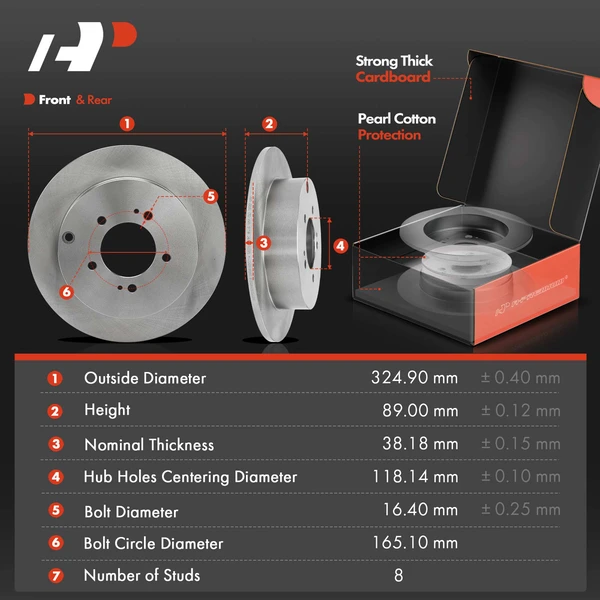 Disc Brake Rotors and Ceramic Pads Kit, 12 Pcs, Front & Rear, A-Premium, APBRPR1688