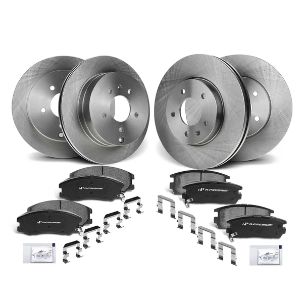 Disc Brake Rotors and Ceramic Pads Kit, 12 Pcs, Front & Rear, A-Premium, APBRPR306