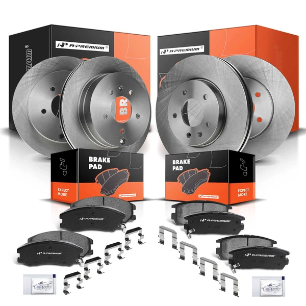 2007-2009 Pontiac Torrent Disc Brake Rotors and Ceramic Pads Kit, 12 Pcs, Front & Rear, A-Premium, APBRPR306