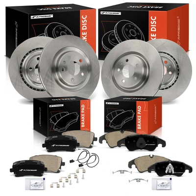 12 Pcs Front & Rear Disc Brake Rotors & Ceramic Brake Pads