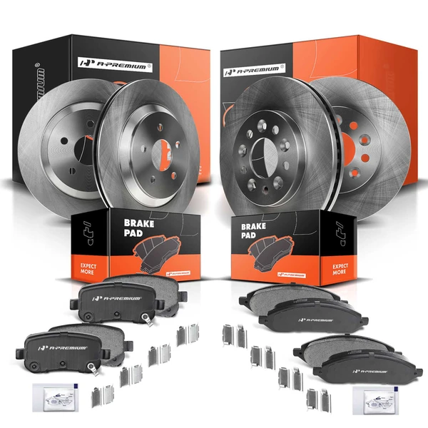 2004-2007 Ford Freestar Disc Brake Rotors and Ceramic Pads Kit, 12 Pcs, Front & Rear, A-Premium, APBRPR305