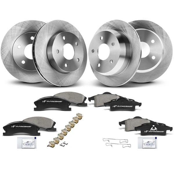 Disc Brake Rotors and Ceramic Pads Kit, 12 Pcs, Front & Rear, A-Premium, APBRPR381