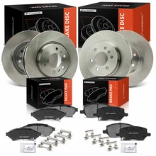 12 Pcs Front & Rear Disc Brake Rotors & Ceramic Brake Pads