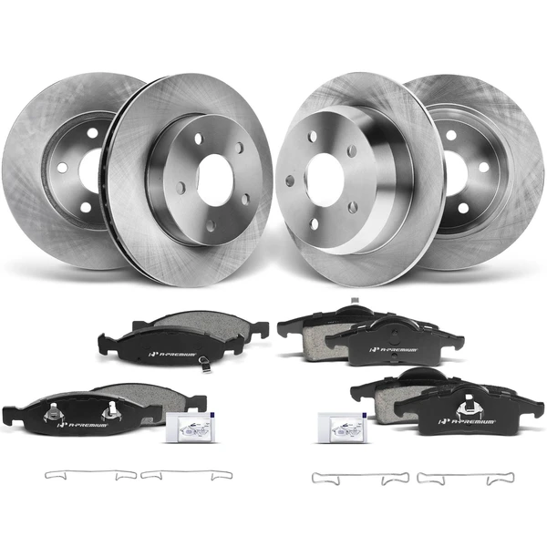 Disc Brake Rotors and Ceramic Pads Kit, 12 Pcs, Front & Rear, A-Premium, APBRPR312