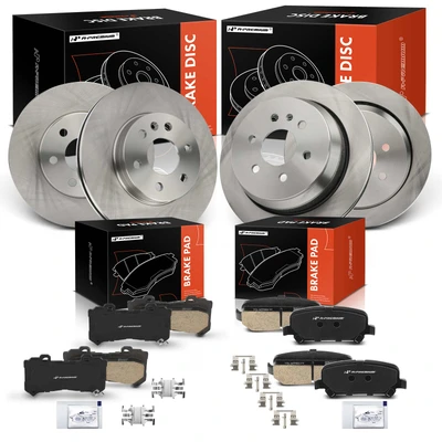12 Pcs Front & Rear Disc Brake Rotors & Ceramic Brake Pads