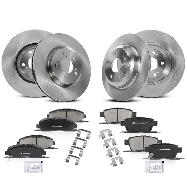 2009-2014 Acura TL Disc Brake Rotors and Ceramic Pads Kit, 12 Pcs, Front & Rear, A-Premium, APBRPR948