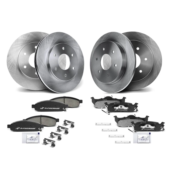 Disc Brake Rotors and Ceramic Pads Kit, 12 Pcs, Front & Rear, A-Premium, APBRPR307