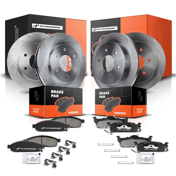 2004-2005 INFINITI QX56 Disc Brake Rotors and Ceramic Pads Kit, 12 Pcs, Front & Rear, A-Premium, APBRPR307