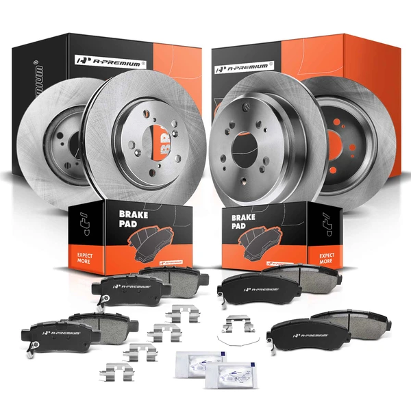 2005-2010 Honda Odyssey Disc Brake Rotors and Ceramic Pads Kit, 12 Pcs, Front & Rear, A-Premium, APBRPR308