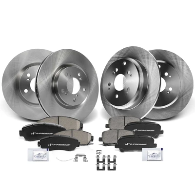 12 Pcs Front & Rear Disc Brake Rotor & Ceramic Brake Pad