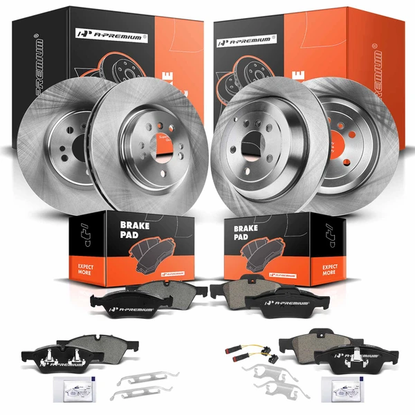 2006-2011 Mercedes-Benz ML350 Disc Brake Rotors and Ceramic Pads Kit, 12 Pcs, Front & Rear, A-Premium, APBRPR309