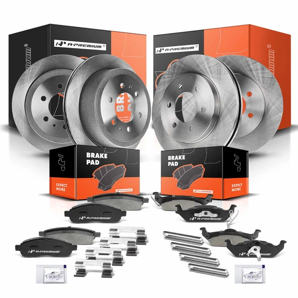 2004-2008 Ford F-150 Disc Brake Rotors and Ceramic Pads Kit, 12 Pcs, Front & Rear, A-Premium, APBRPR314