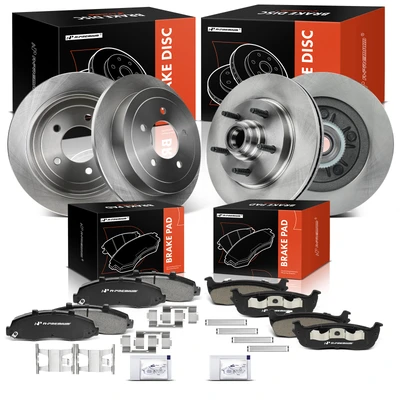 12 Pcs Front & Rear Disc Brake Rotors & Ceramic Brake Pads