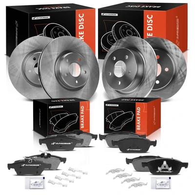 12 Pcs Front & Rear Disc Brake Rotors & Ceramic Brake Pads