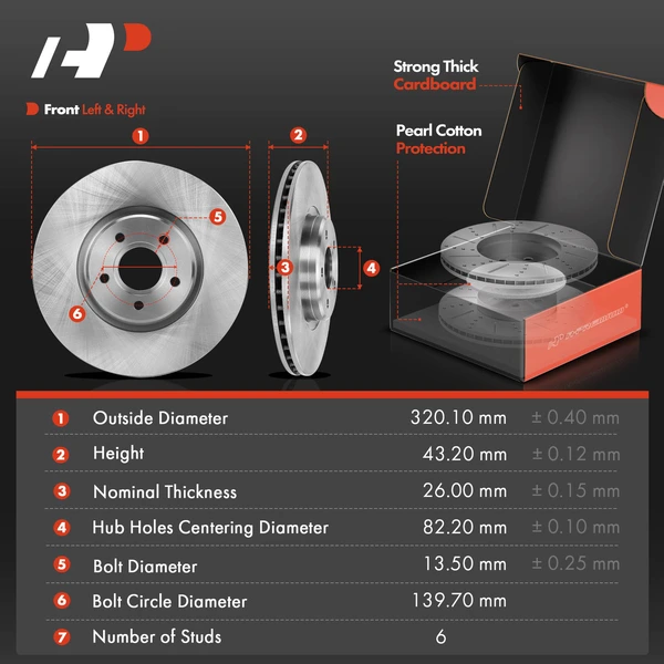 Disc Brake Rotors and Ceramic Pads Kit, 12 Pcs, Front & Rear, A-Premium, APBRPR594